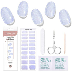 [US ONLY] 20 Tips Violet Shimmer Semi-Cured Gel Nail Strips N060 4PX2 Nail Sticker Harunouta 