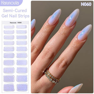 [US ONLY] 20 Tips Violet Shimmer Semi-Cured Gel Nail Strips N060 4PX2 Nail Sticker Harunouta 