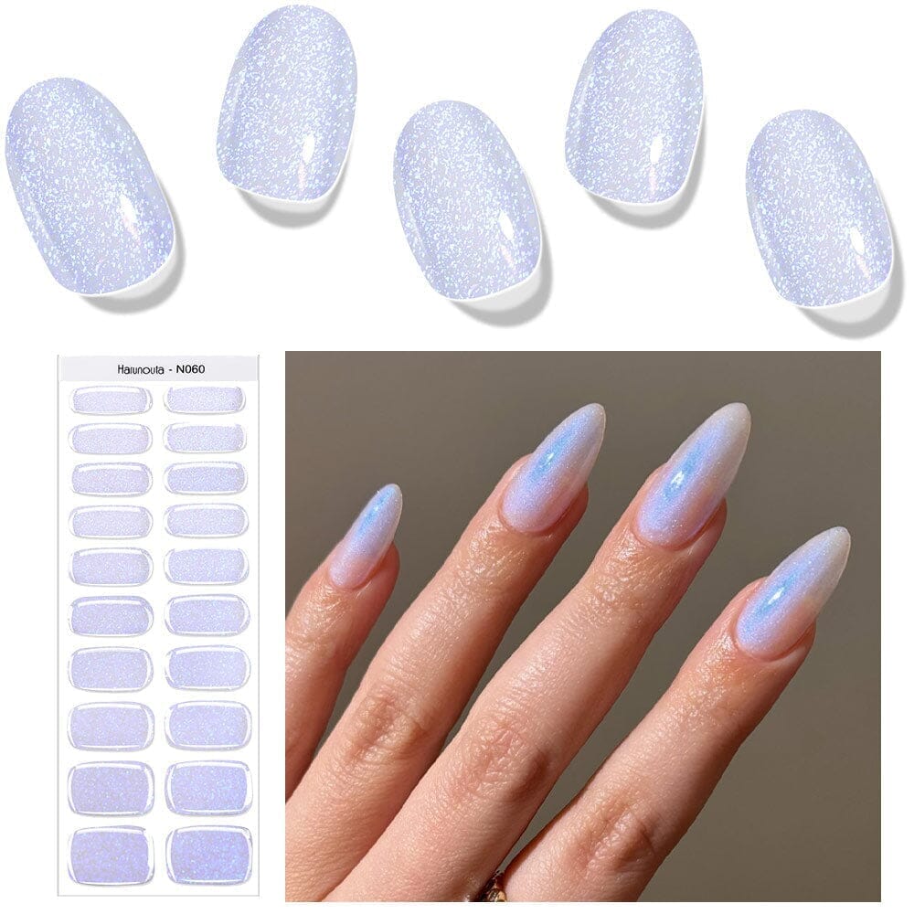 [US ONLY] 20 Tips Violet Shimmer Semi-Cured Gel Nail Strips N060 4PX2 Nail Sticker Harunouta 