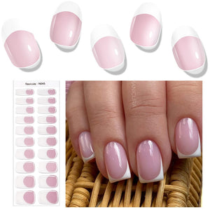 [US ONLY] 20 Tips Pink French Semi-Cured Gel Nail Strips N045 Nail Sticker Harunouta 