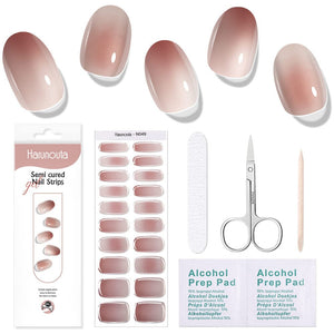 [US ONLY] 20 Tips Brown Semi-Cured Gel Nail Strips N049 Nail Sticker Harunouta 