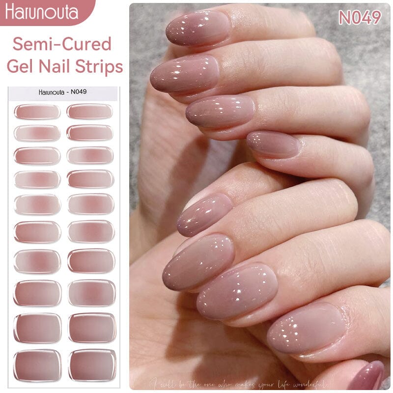 [US ONLY] 20 Tips Brown Semi-Cured Gel Nail Strips N049 Nail Sticker Harunouta 