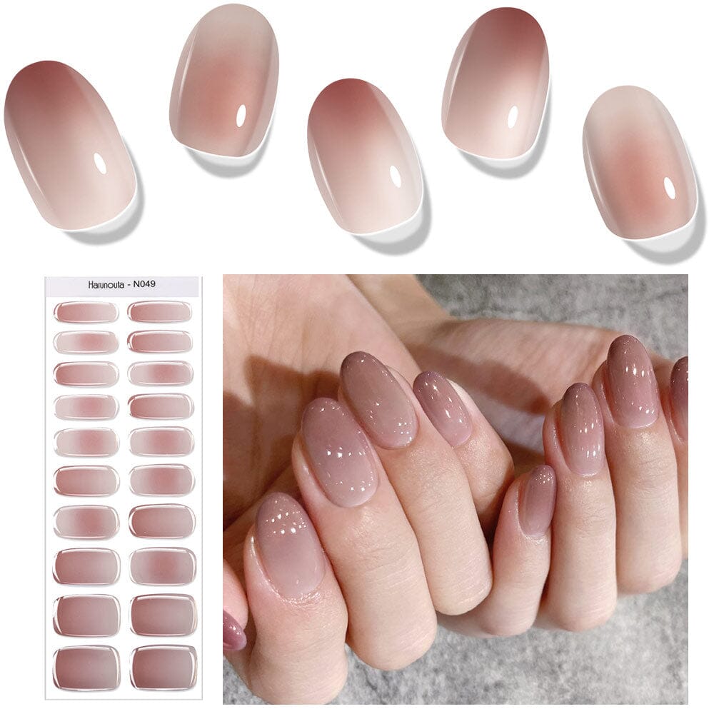 [US ONLY] 20 Tips Brown Semi-Cured Gel Nail Strips N049 Nail Sticker Harunouta 