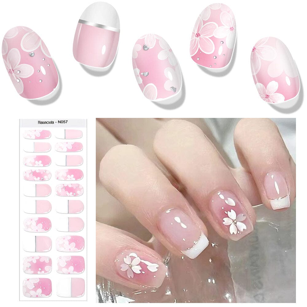 20 Tips Semi-Cured Gel Nail Strips N041-N060 Nail Sticker Harunouta N057 
