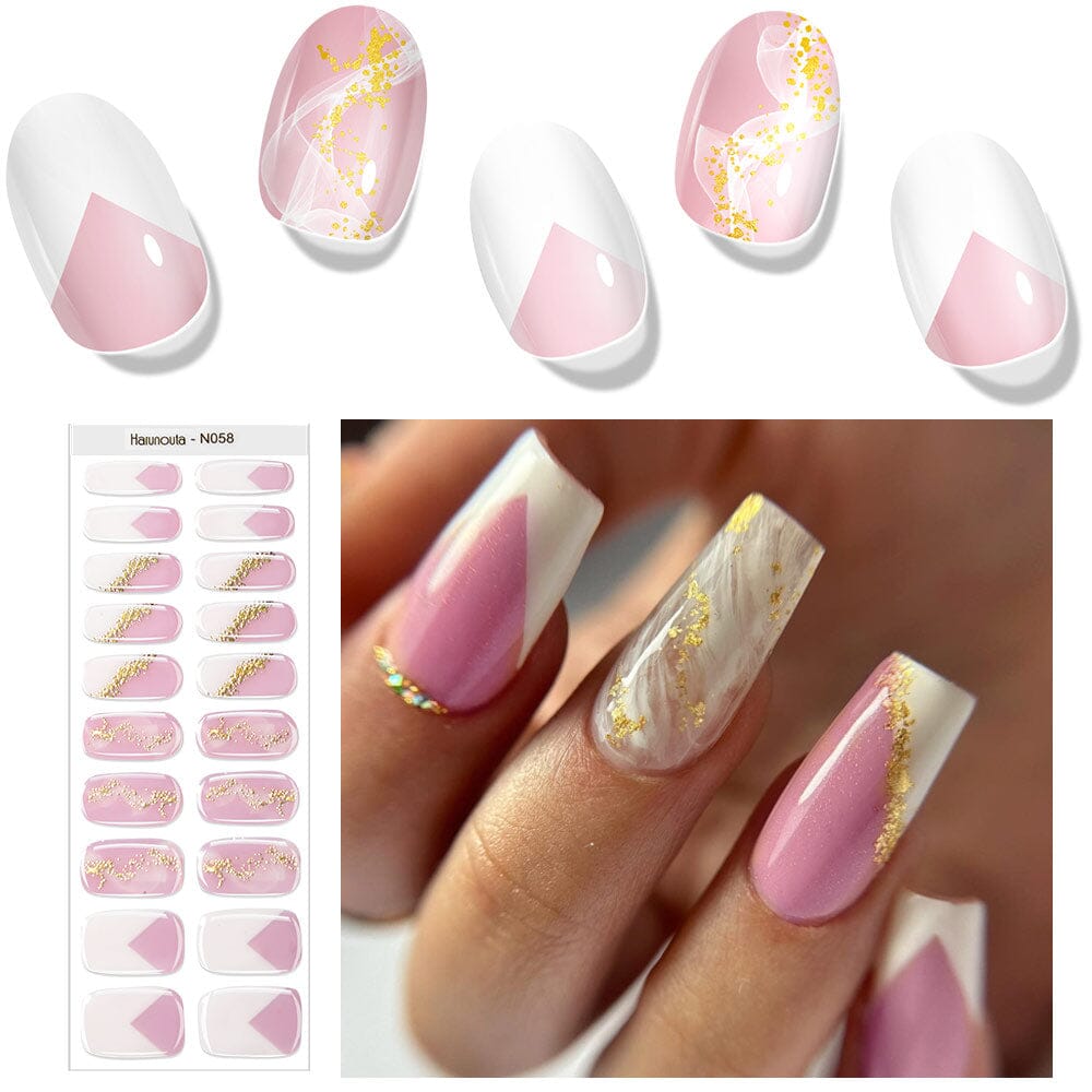 20 Tips Semi-Cured Gel Nail Strips N041-N060 Nail Sticker Harunouta N058 