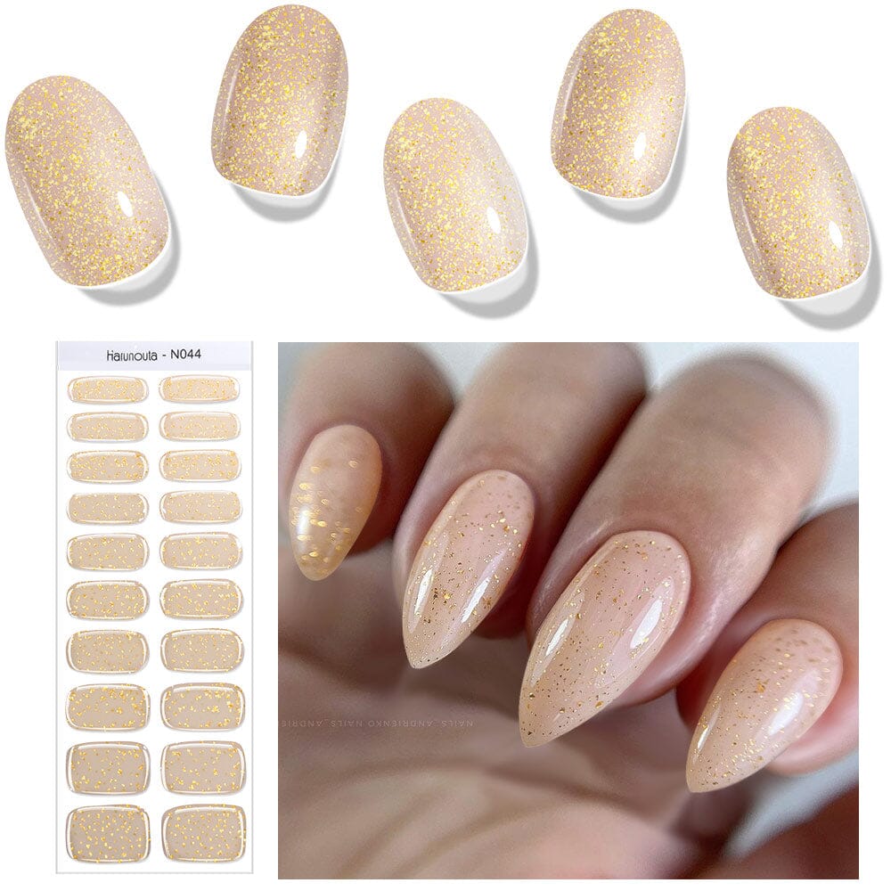 20 Tips Semi-Cured Gel Nail Strips N041-N060 Nail Sticker Harunouta N044 