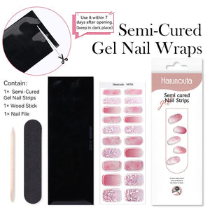 20 Tips Semi-Cured Gel Nail Strips N041-N060 Nail Sticker Harunouta 
