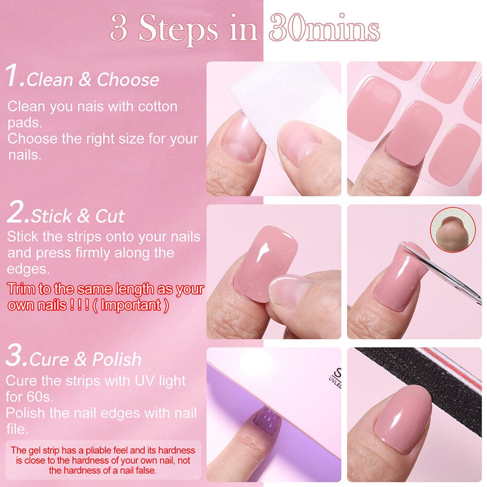20 Tips Semi-Cured Gel Nail Strips N041-N060 Nail Sticker Harunouta 