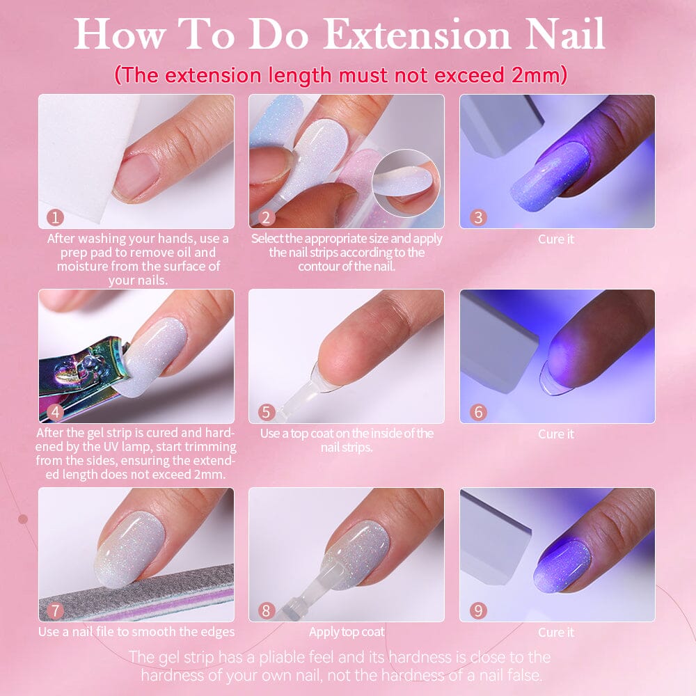 20 Tips Semi-Cured Gel Nail Strips N041-N060 Nail Sticker Harunouta 