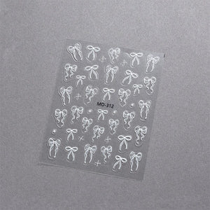 White Bowknot 3D Nail Stickers MO-312 Nail Sticker No Brand 