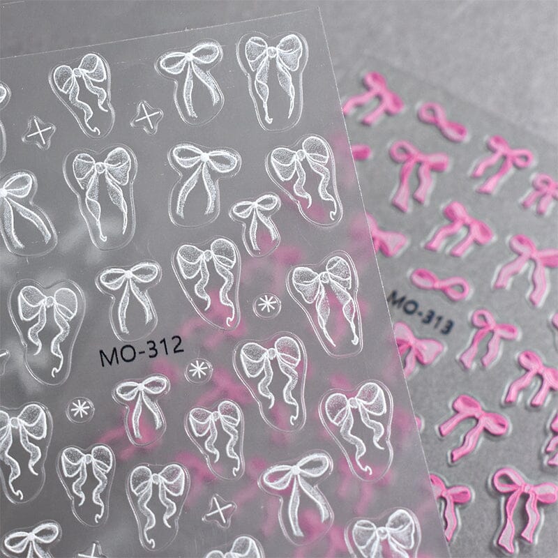 White Bowknot 3D Nail Stickers MO-312 Nail Sticker No Brand 