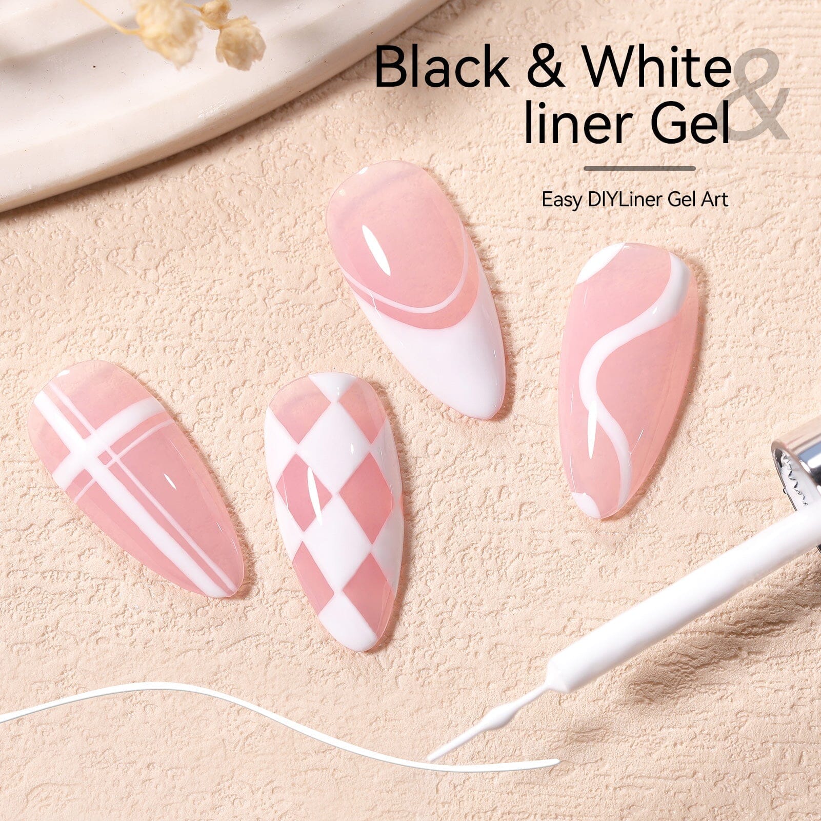 2pcs Black & White Liner Paint Gel 8ml Gel Nail Polish BORN PRETTY 
