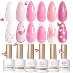 6 Colors Gel Polish S17 Pink Baby 7ml Gel Nail Polish BORN PRETTY 