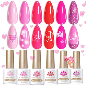 6 Colors Gel Polish S38 Hot Pink 7ml Gel Nail Polish BORN PRETTY 