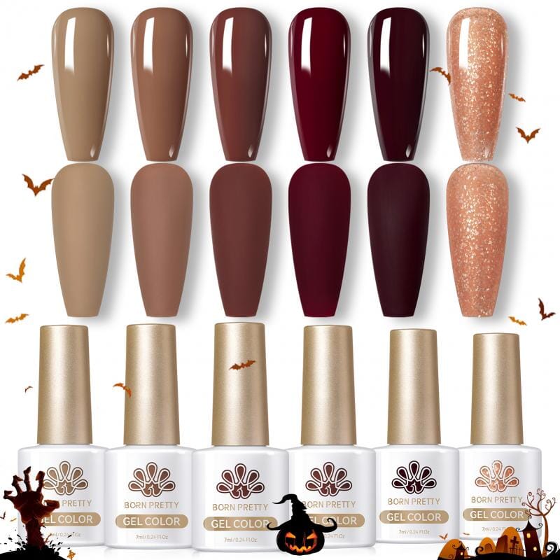 6 Colors Gel Polish Set S18 Caramel Coco 7ml Gel Nail Polish BORN PRETTY 