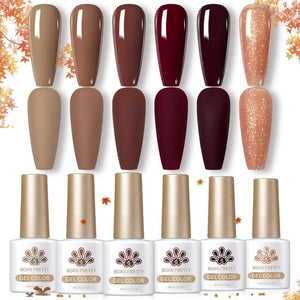 6 Colors Gel Polish Set S18 Caramel Coco 7ml Gel Nail Polish BORN PRETTY 