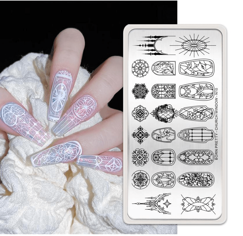 CHURCH WINDOW-N10 Nail Stamping Plate Stamping Nail BORN PRETTY 