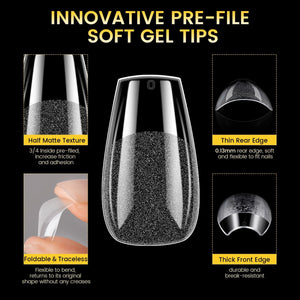 288pcs Short Coffin Pre-File Nail Tips 12 Different Sizes Nail Tips No Brand 