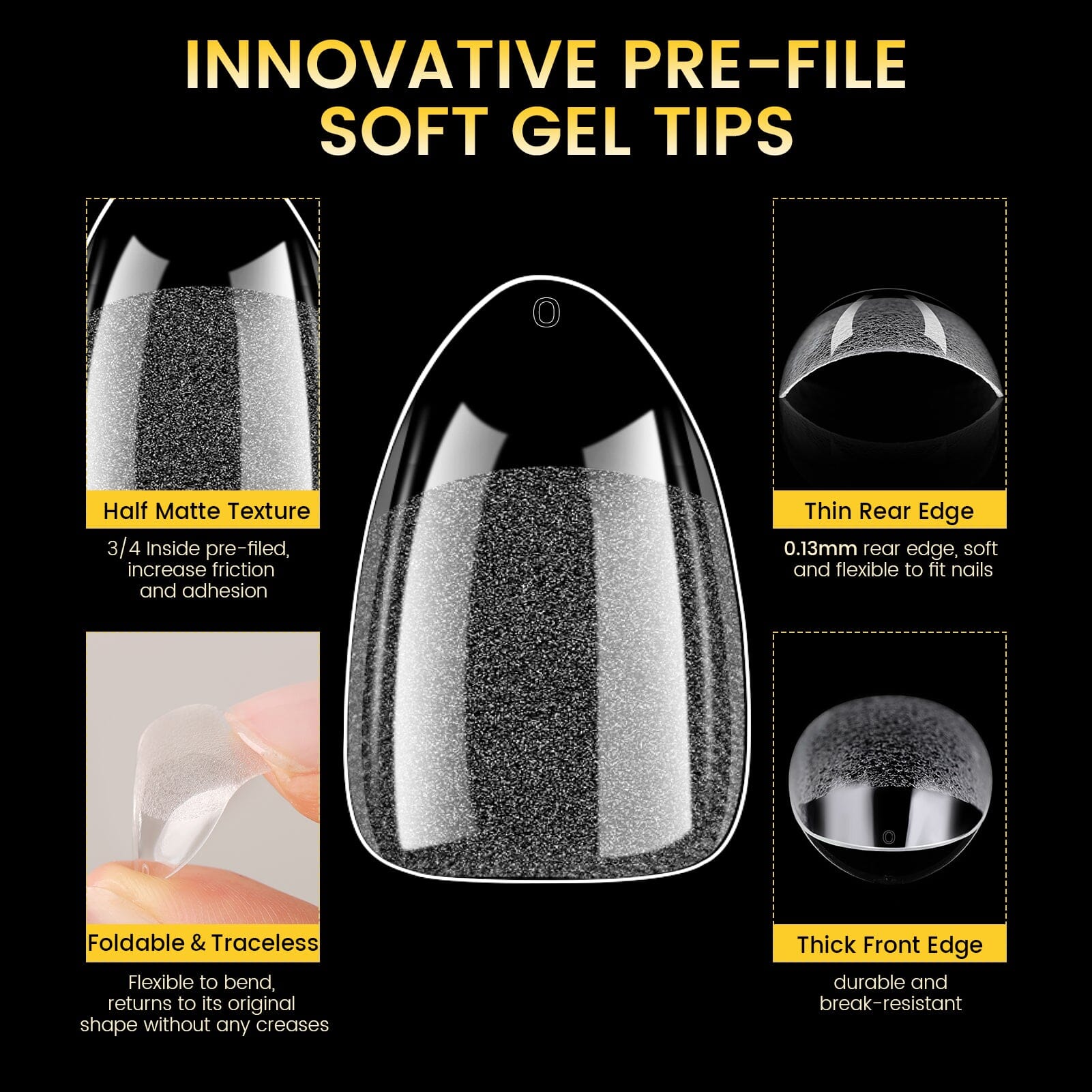 288pcs Short Oval Pre-File Nail Tips 12 Different Sizes Nail Tips No Brand 