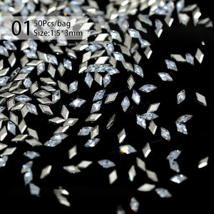 50pcs White Rhombus Rhinestones #01