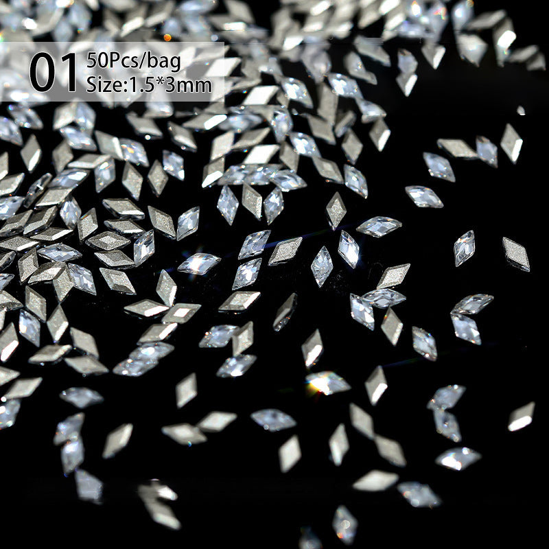 50pcs White Rhombus Rhinestones #01