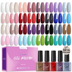 32 Colors Gel with 4pcs Base Top Coat Set #01 7ml