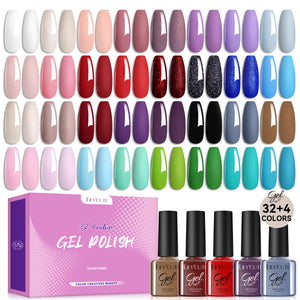 32 Colors Gel with 4pcs Base Top Coat Set #01 7ml