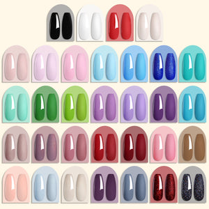 32 Colors Gel with 4pcs Base Top Coat Set #01 7ml