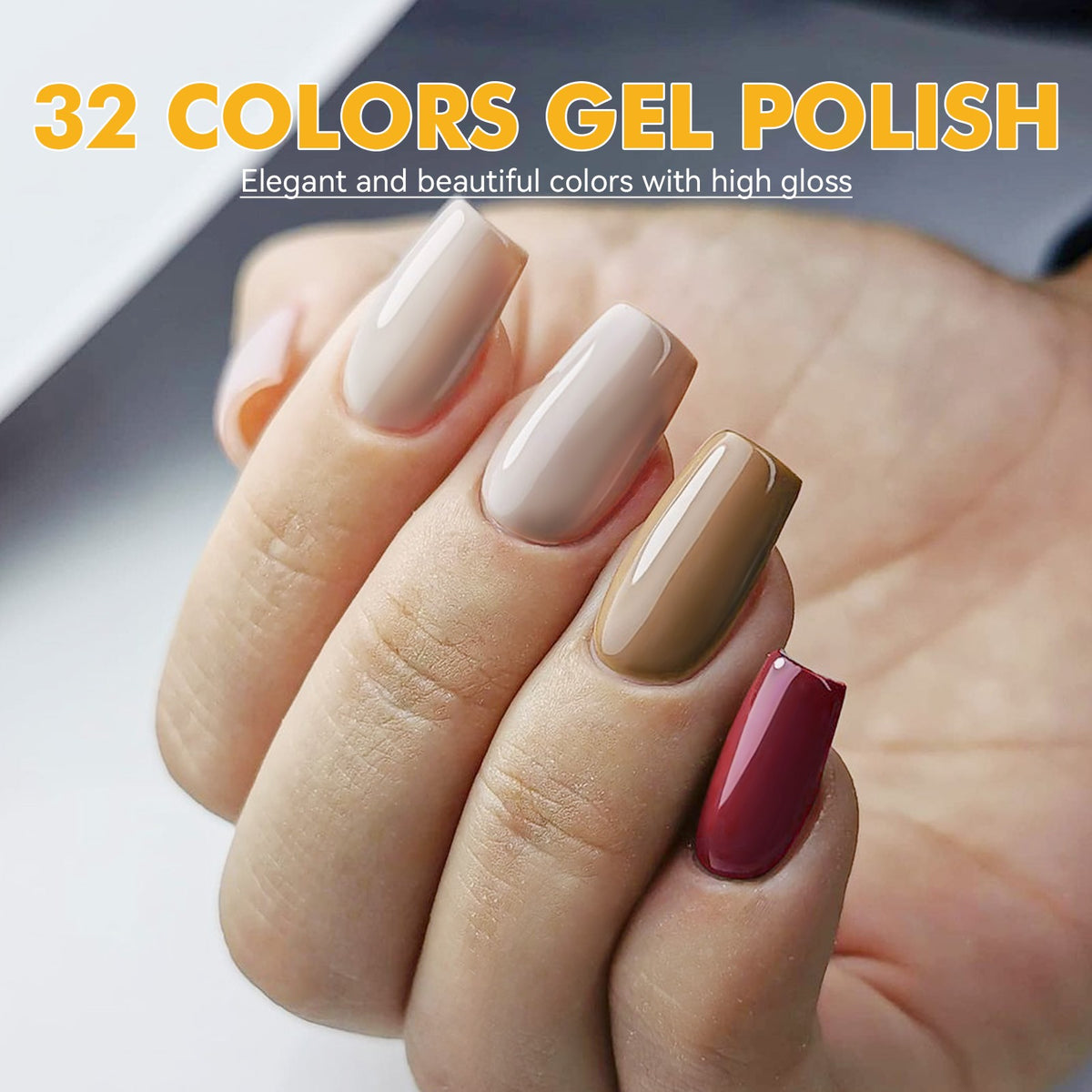 32 Colors Gel with 4pcs Base Top Coat Set #01 7ml