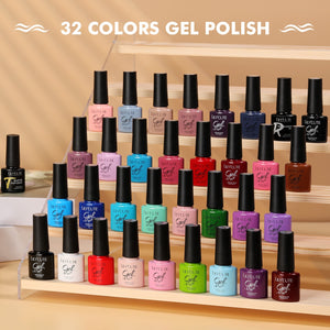 32 Colors Gel with 4pcs Base Top Coat Set #01 7ml