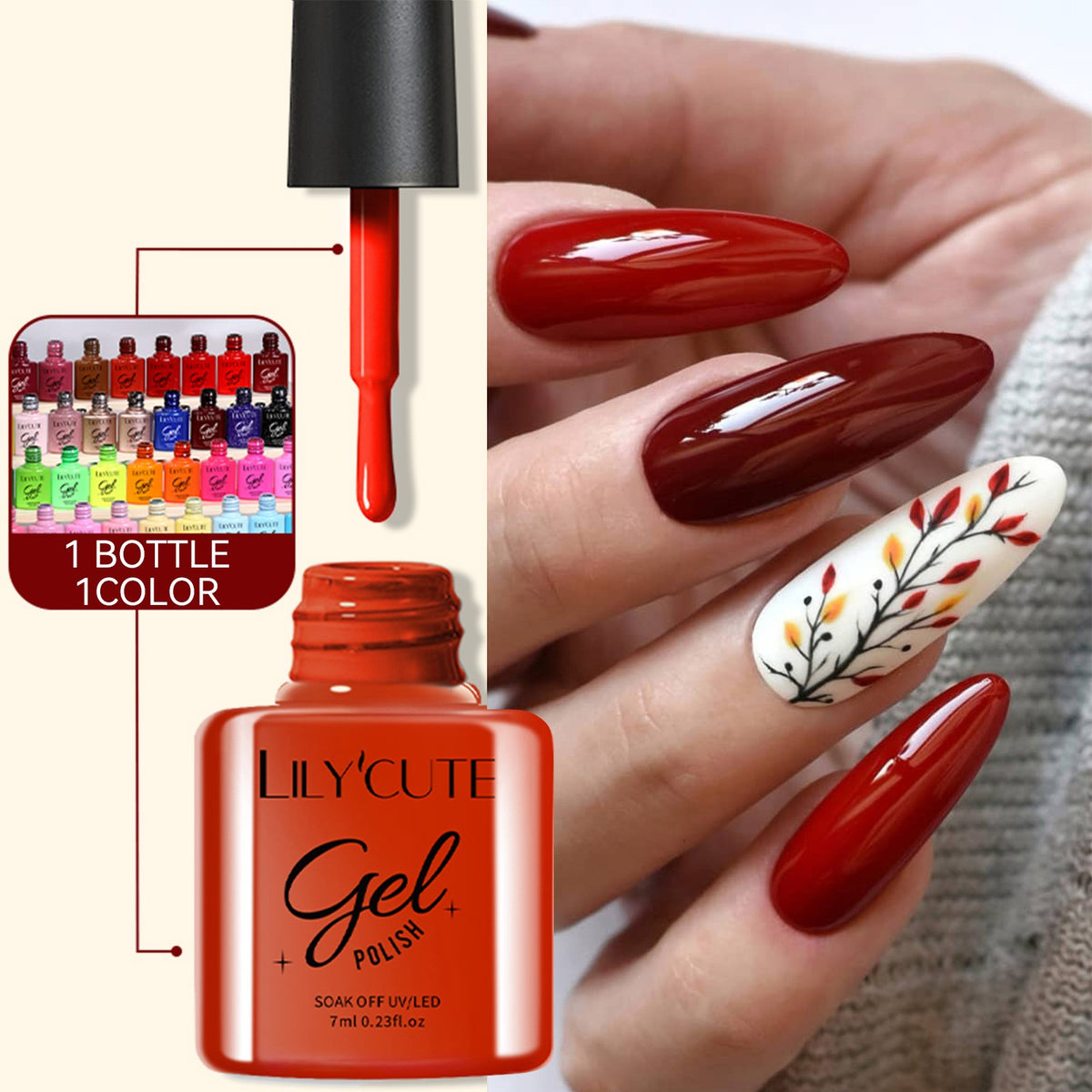 32 Colors Gel with 4pcs Base Top Coat Set #01 7ml