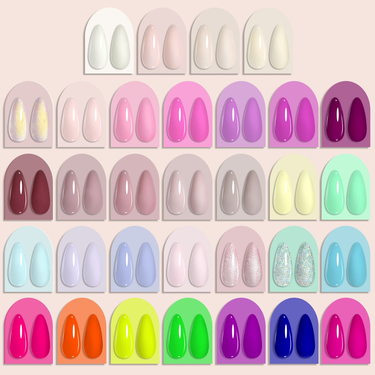 32 Colors Gel with 4pcs Base Top Coat Set #02 7ml