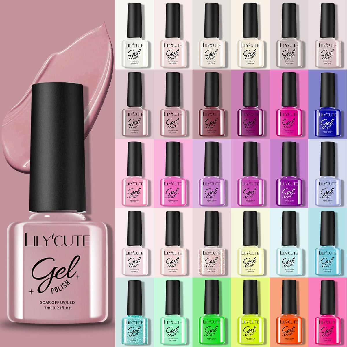 32 Colors Gel with 4pcs Base Top Coat Set #02 7ml