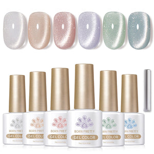 [US ONLY] 6 Colors Milky Jelly Cat Magnetic Gel Polish Set 7ml Gel Nail Polish BORN PRETTY 