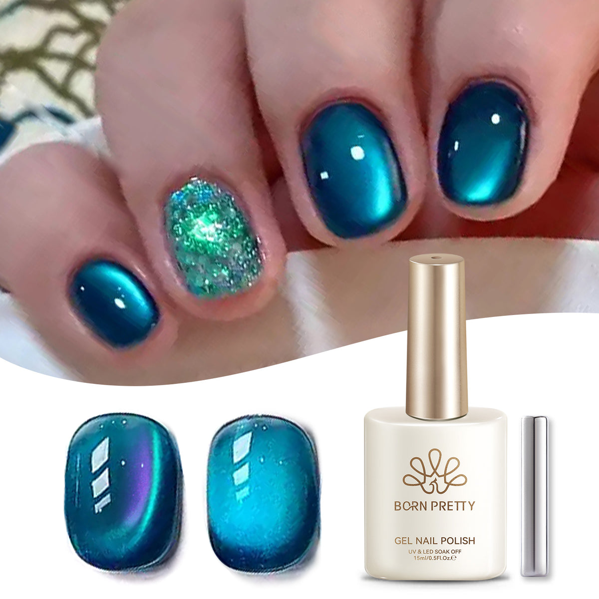 [NUR USA] Seeblauer Katzen-Magnetgel-Nagellack 15ml