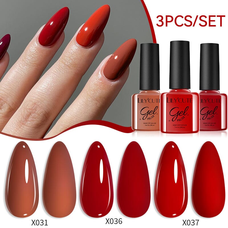 3pcs 7ml Color Gel Polish Set Gel Nail Polish LILYCUTE 10 
