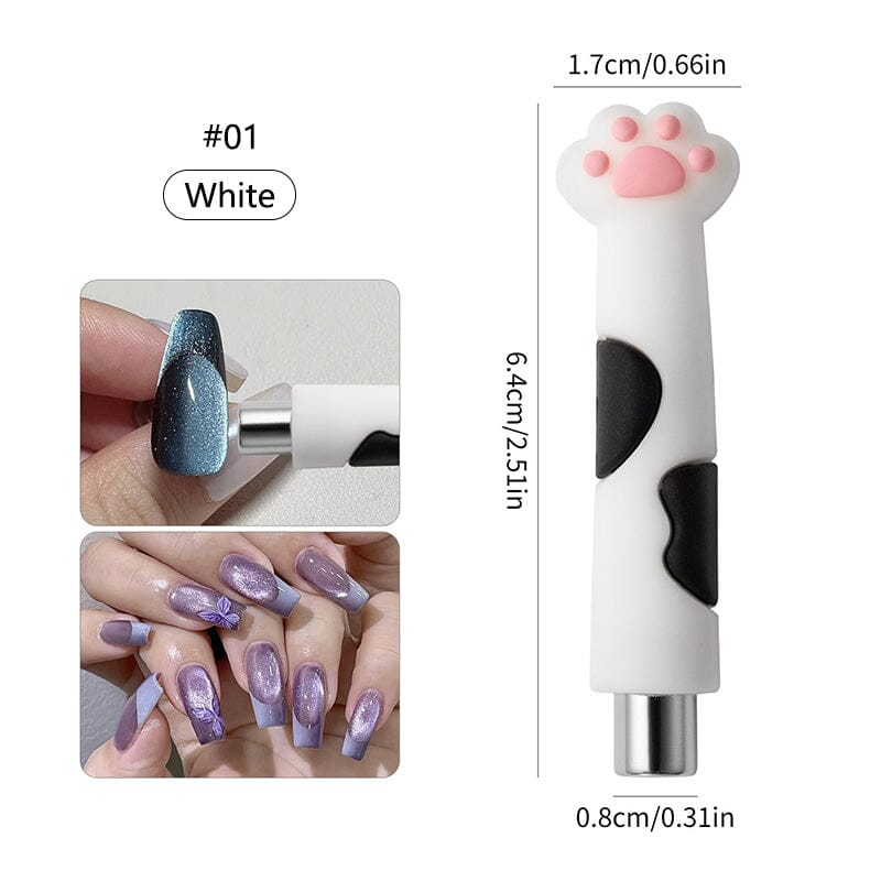 Cylindrical Magnetic Stick Cute Cat Paw Handle White Tools & Accessories No Brand 