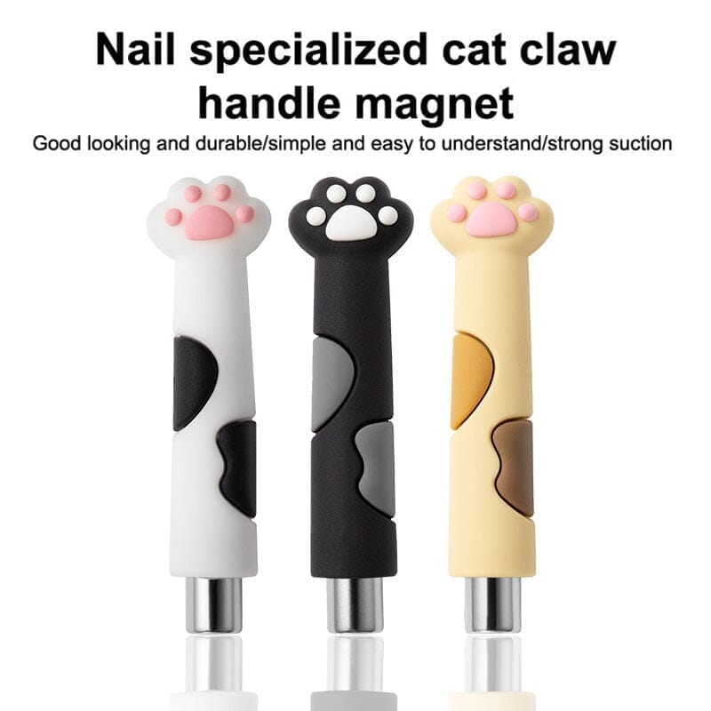 Cylindrical Magnetic Stick Cute Cat Paw Handle Black Tools & Accessories No Brand 