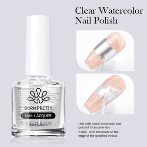 Metal Watercolor Nail Polish 10ml Nail Polish BORN PRETTY Clear 
