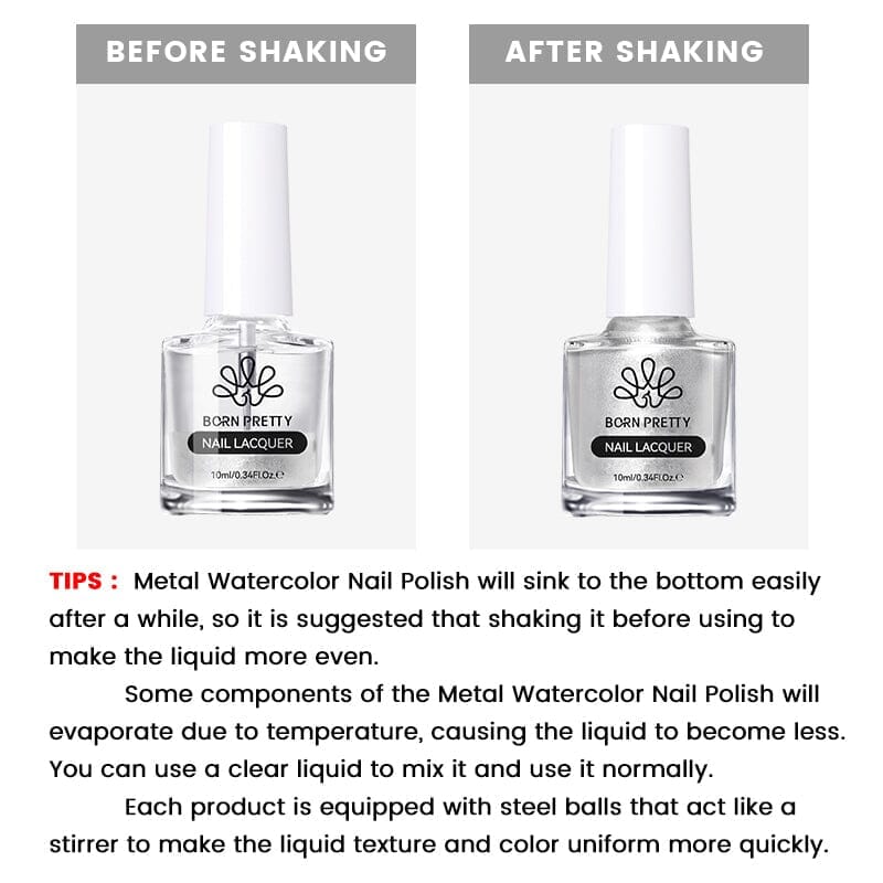 Metal Watercolor Nail Polish 10ml Nail Polish BORN PRETTY 