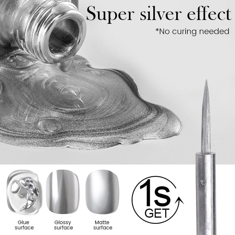 Metal Silver Watercolor Nail Polish 10ml Nail Polish BORN PRETTY 
