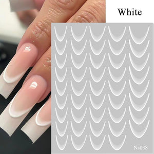 3D Gradient French Line Nail Stickers Nail Sticker No Brand White 