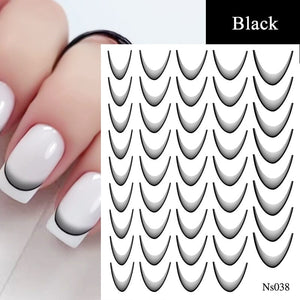 3D Gradient French Line Nail Stickers Nail Sticker No Brand Black 