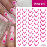 3D Gradient French Line Nail Stickers Nail Sticker No Brand Rose red 