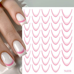 3D Gradient French Line Nail Stickers Nail Sticker No Brand 