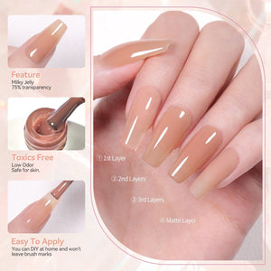 [$0.1 Flash Sale] Milky Jelly Gel Polish #18 Blush Pink 15ml Gel Nail Polish BORN PRETTY 