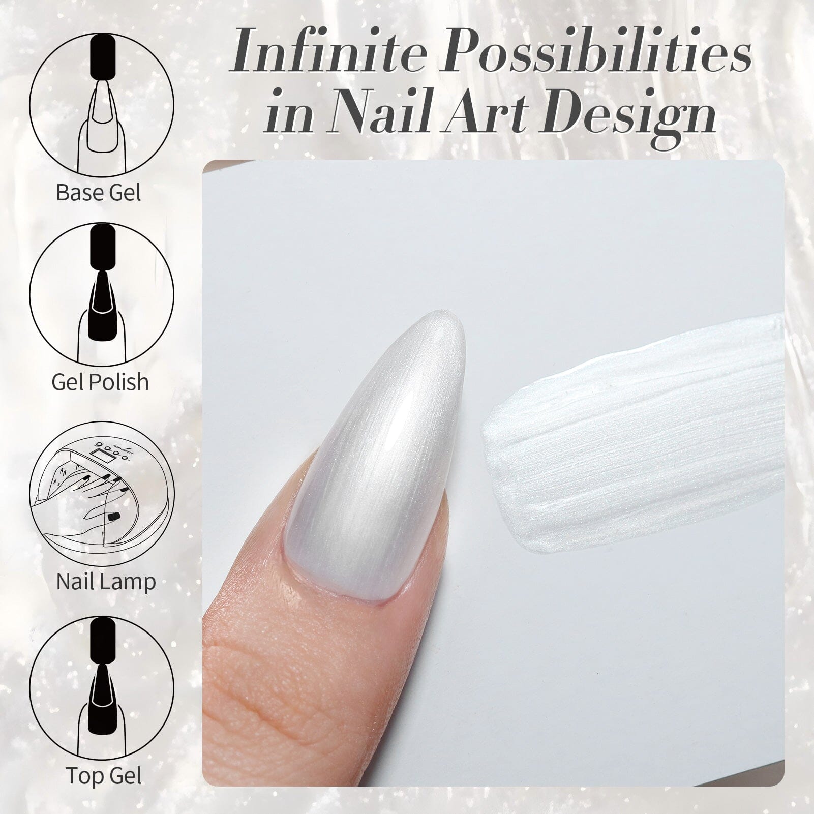 Shimmer Pearl Gel Polish Moonlit Pearl 15ml Gel Nail Polish BORN PRETTY 