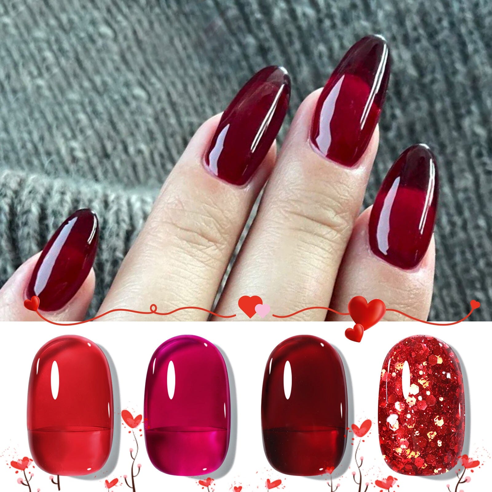 4 Colors Ruby Rose Jelly Gel Polish Set 7ml Gel Nail Polish BORN PRETTY 