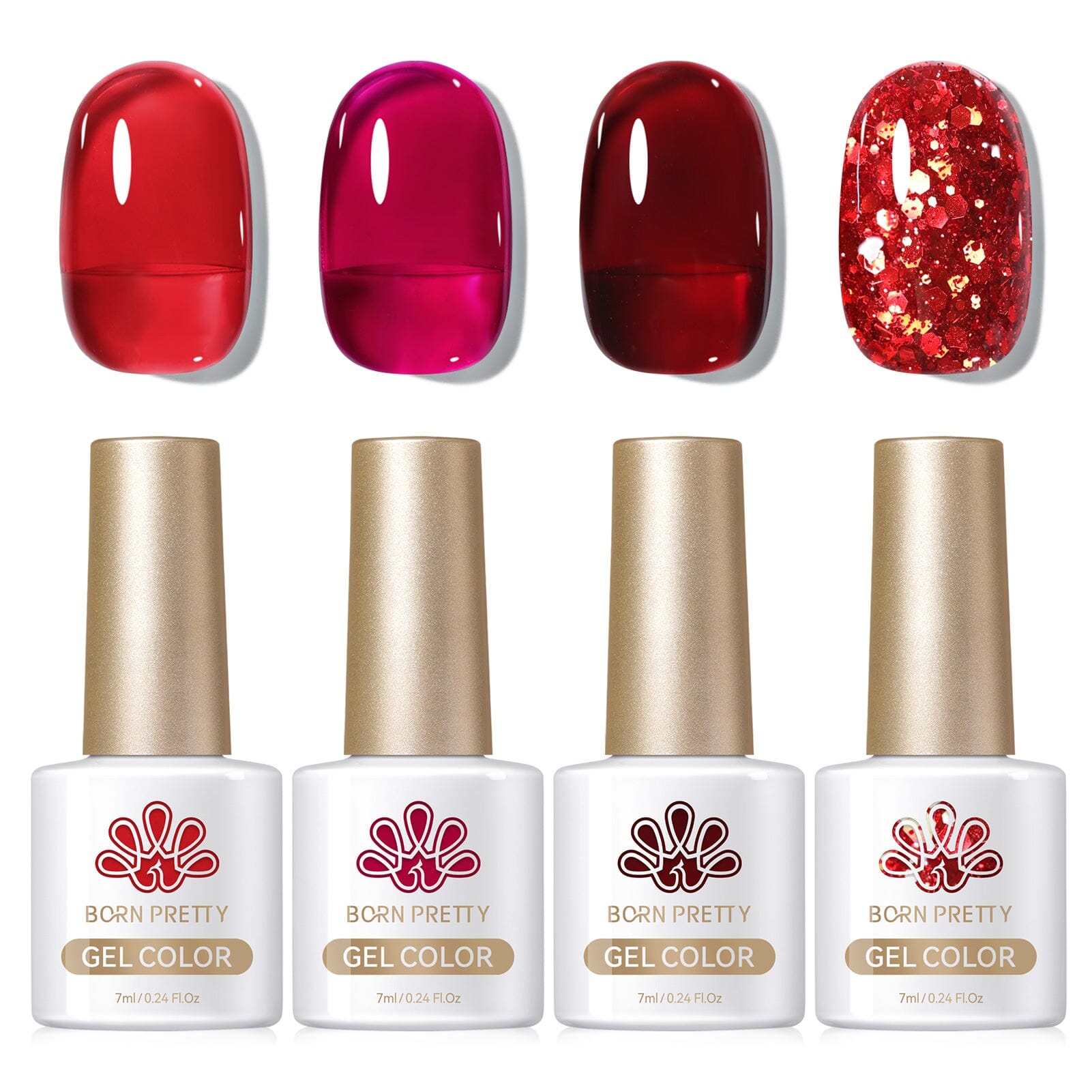 4 Colors Jelly Gel Set Ruby Rose 7ml Gel Nail Polish BORN PRETTY 