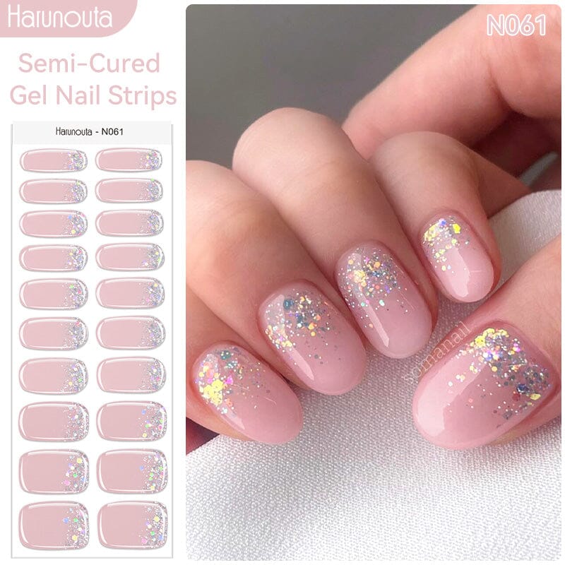 20 Tips Semi-Cured Gel Nail Strips N061-N078 Nail Sticker Harunouta N061 